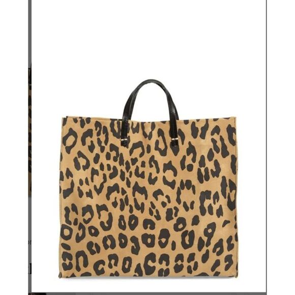 Clare V Handbags - Clare V Brown Simple Leopard Animal Print Suede Large Tote Bag Detachable Strap